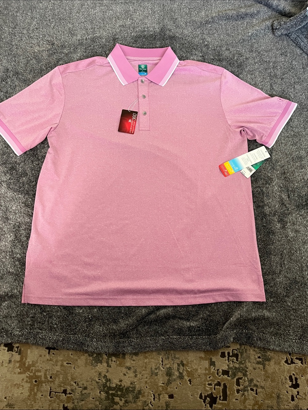 Men's Pink Performance Polo with Contrast Collar - Unbranded